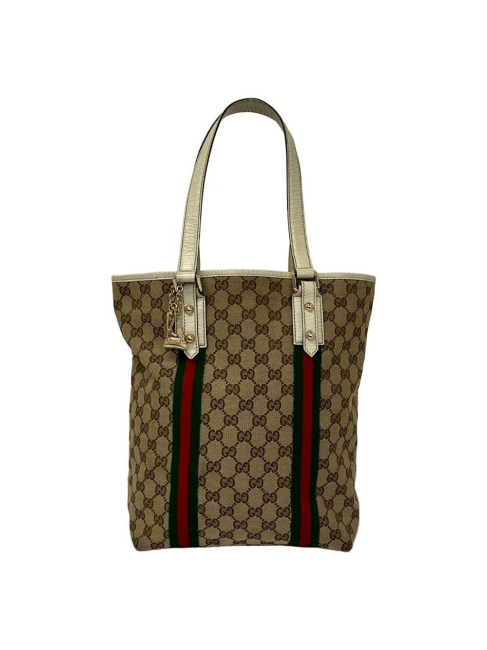 Gucci Tote Bag GG Pattern Sherry Beige Dark Brown Multi Leather
